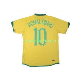 Camisolas de futebol Brasil RONALDINHO 10 2006 Retro Equipamento Principal Manga Curta